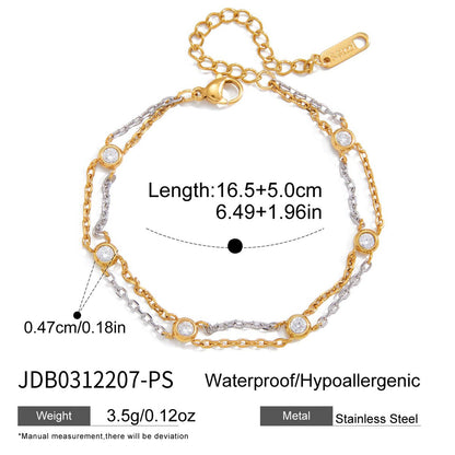 Gold Titanium Steel Heart Zircon Bracelet – Chic & Playful