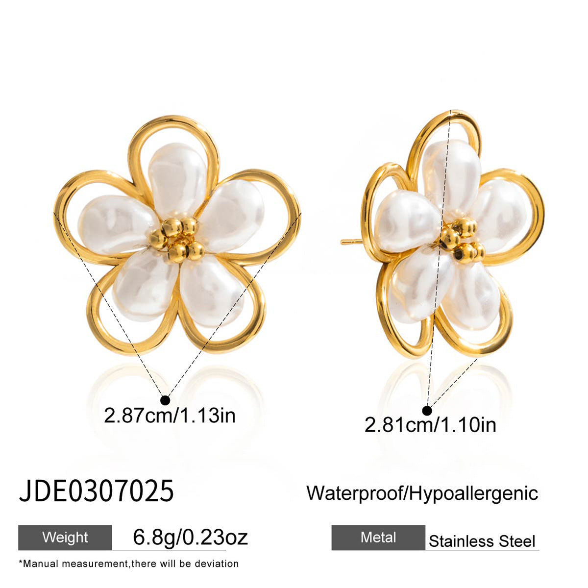 Tarnish-Free Titanium Steel Pearl Studs – Everyday Chic