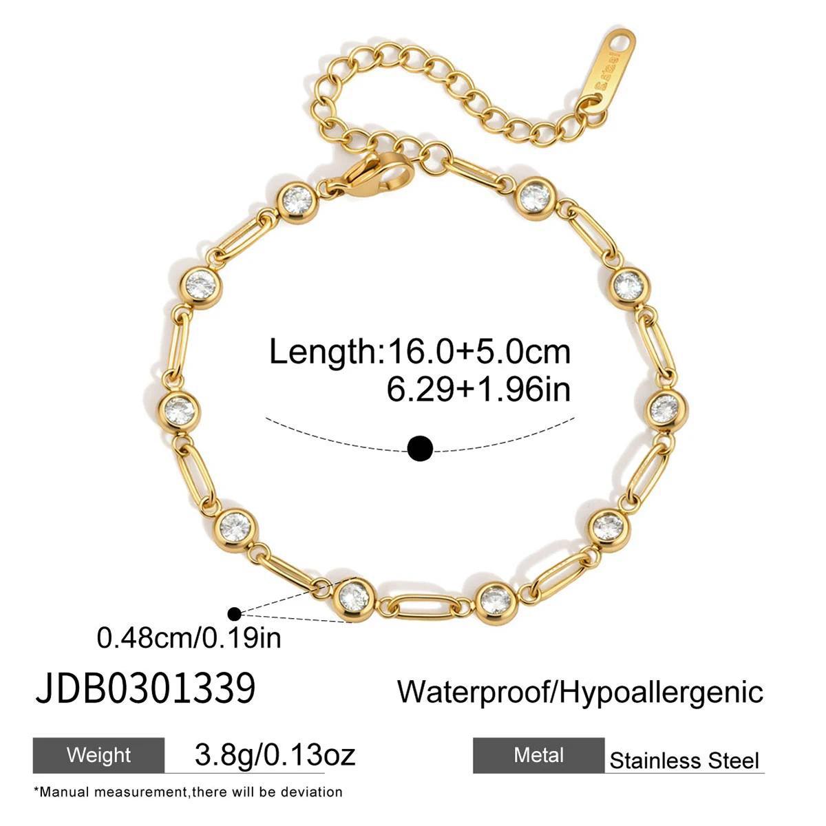 Stainless Steel Zircon Stackable Bracelet – Tarnish-Free · 18K Gold Finish
