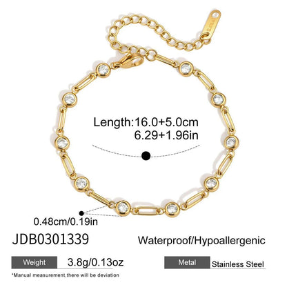 Stainless Steel Zircon Stackable Bracelet – Tarnish-Free · 18K Gold Finish