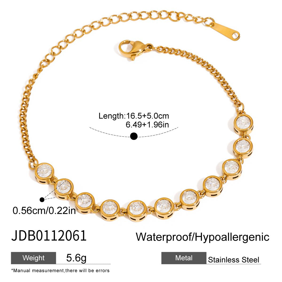 Titanium Steel Tennis Chain Bracelet – Stackable & Waterproof