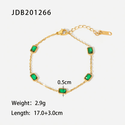 Stainless Steel Zircon & Pearl Chain Bracelet – Minimalist Luxury