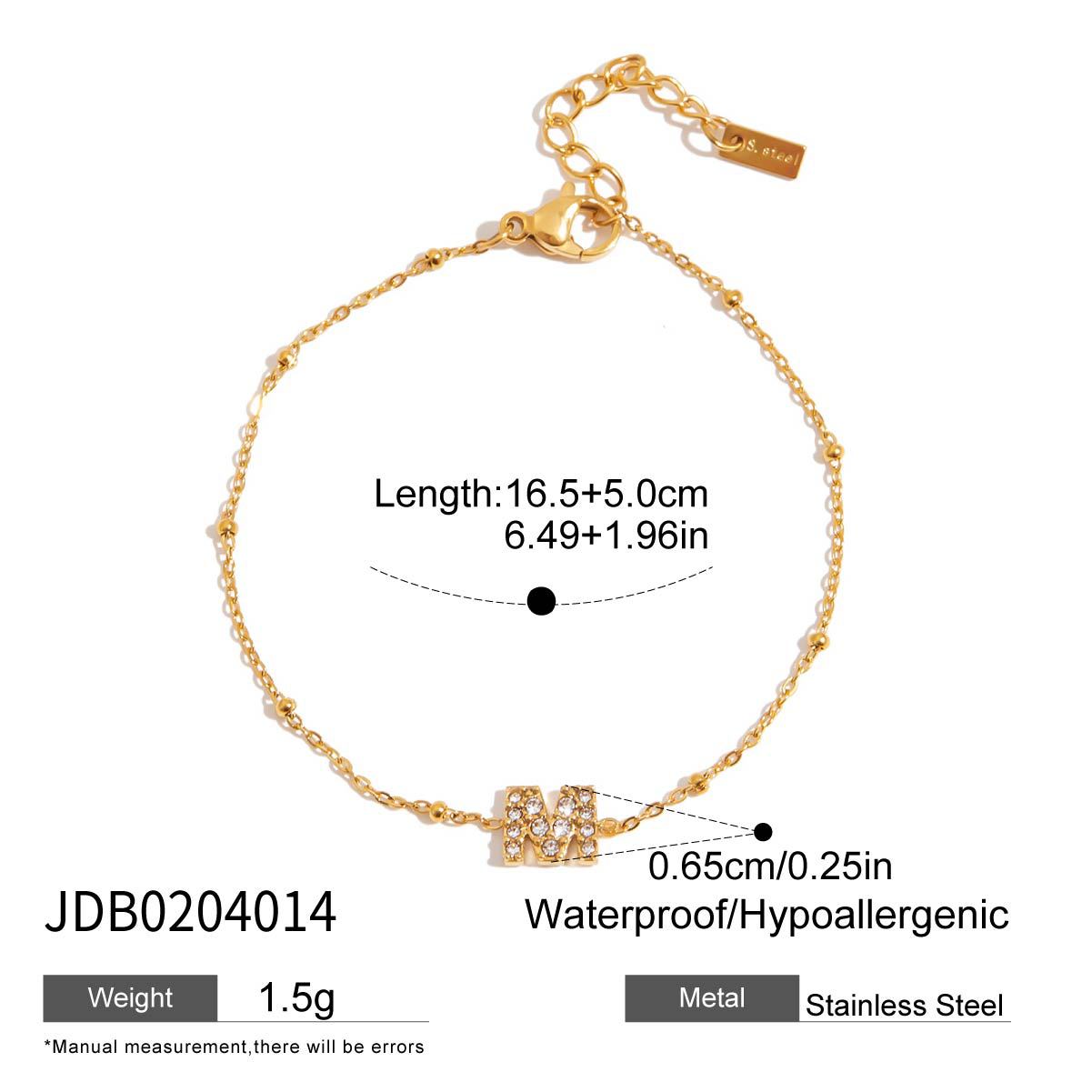Tarnish-Free Stainless Steel Bangle with Crystal Detail