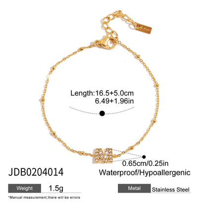 Tarnish-Free Stainless Steel Bangle with Crystal Detail