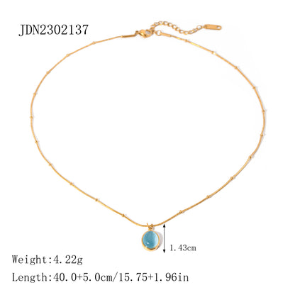 Titanium Steel Collarbone Chain – Pearl & Tiger Eye Accent