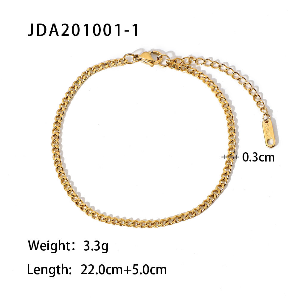 18K Gold Micro Cross Anklet – Minimalist Vintage Style