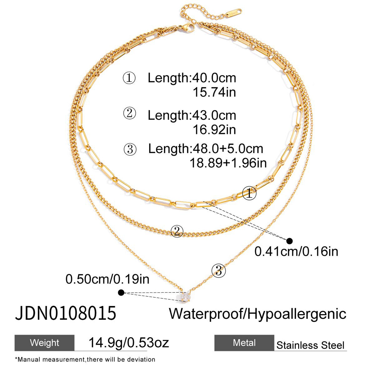 3-Layer Titanium Steel Choker Set – Stacked Luxury