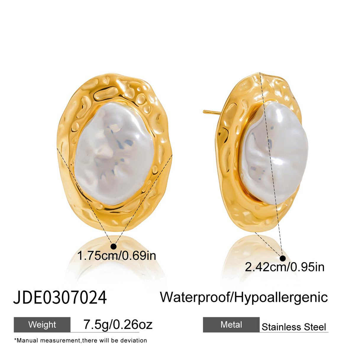 Tarnish-Free Titanium Steel Pearl Studs – Everyday Chic