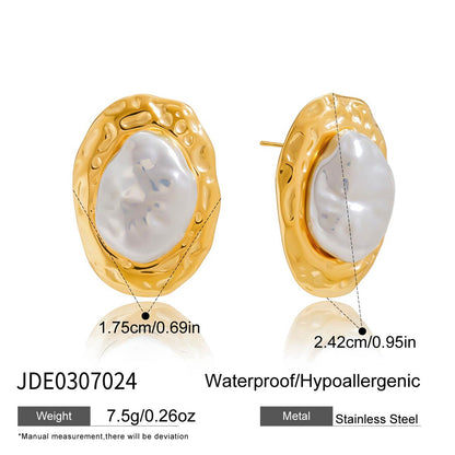 Tarnish-Free Titanium Steel Pearl Studs – Everyday Chic