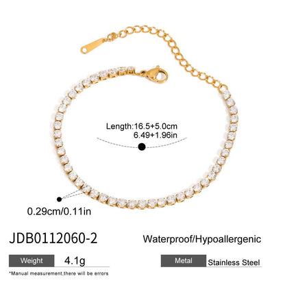 Titanium Steel Tennis Chain Bracelet – Stackable & Waterproof
