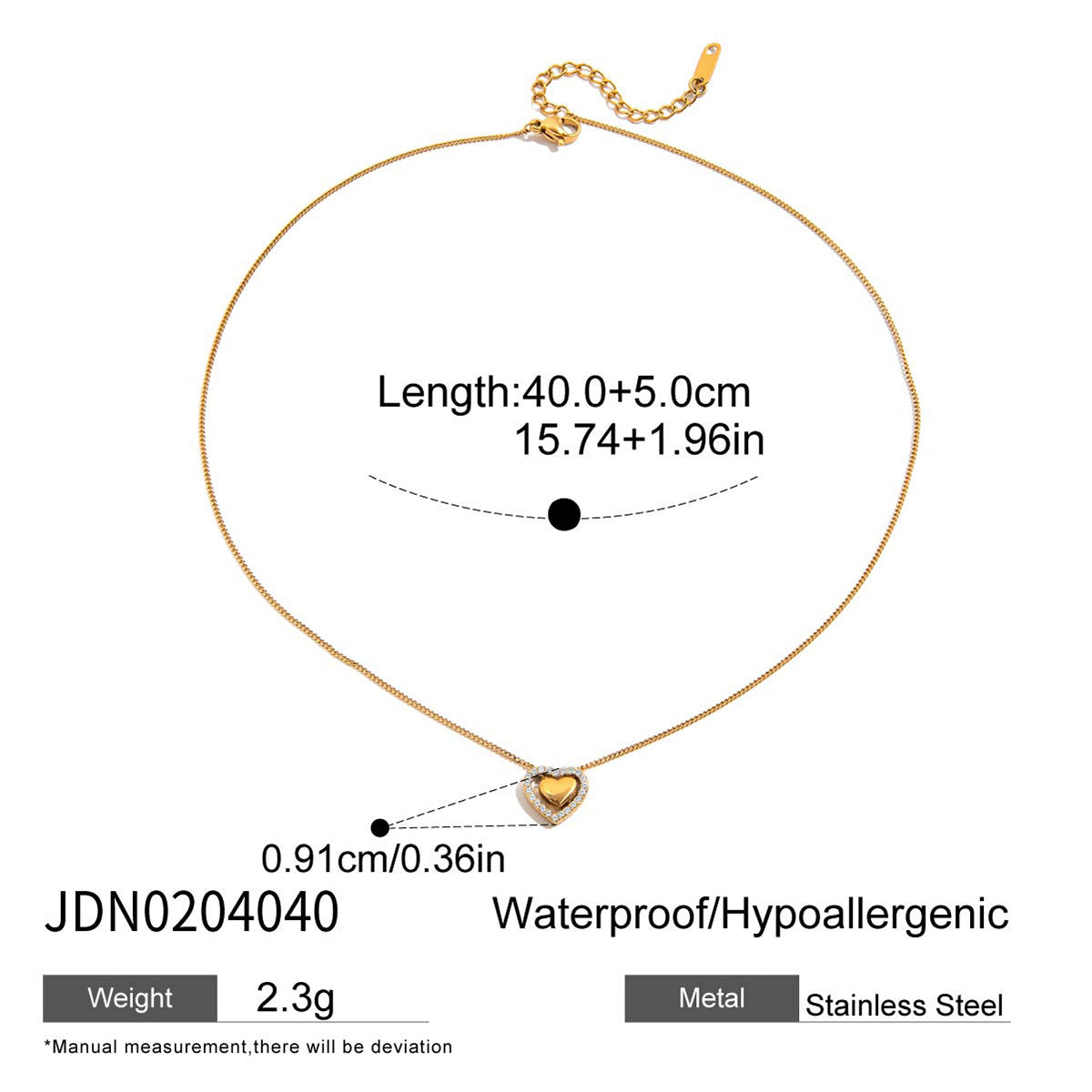 Tarnish-Free Stainless Steel Heart Necklace – Everyday Elegance