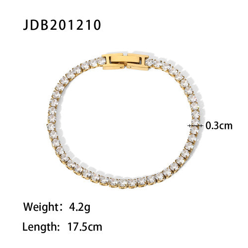 Stainless Steel Zircon & Pearl Chain Bracelet – Minimalist Luxury