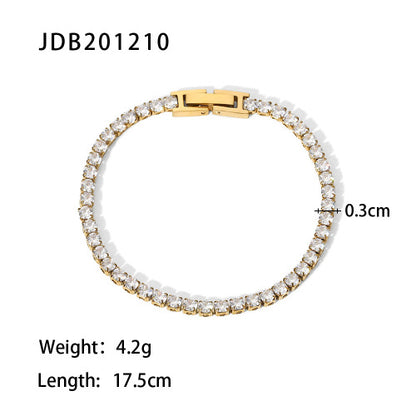 Stainless Steel Zircon & Pearl Chain Bracelet – Minimalist Luxury