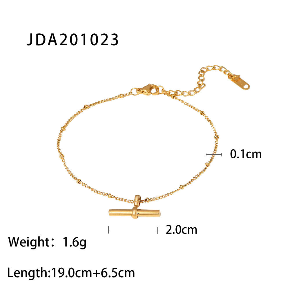18K Gold Micro Cross Anklet – Minimalist Vintage Style