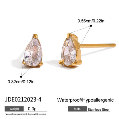 Stainless Steel Zircon Stud Earrings – Minimalist Shine
