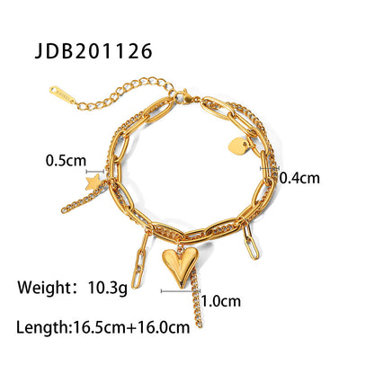 Stainless Steel Zircon & Pearl Chain Bracelet – Minimalist Luxury