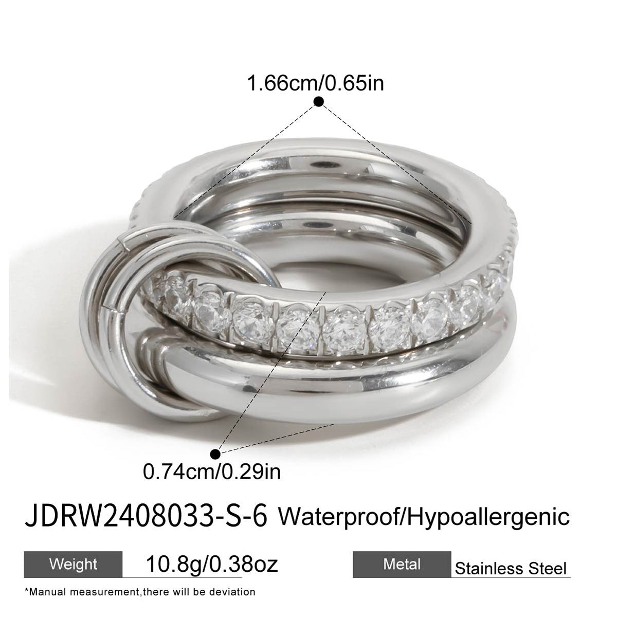 Layered Pearl Ring & Bracelet Set – Titanium Steel · Waterproof · Tarnish-Free