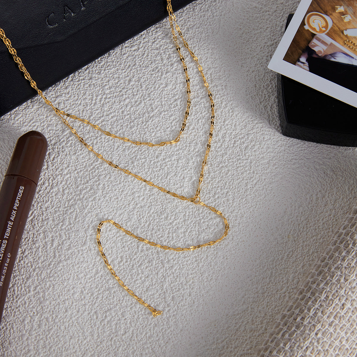 Titanium Steel Double-Layer Long Necklace – Effortless Layering