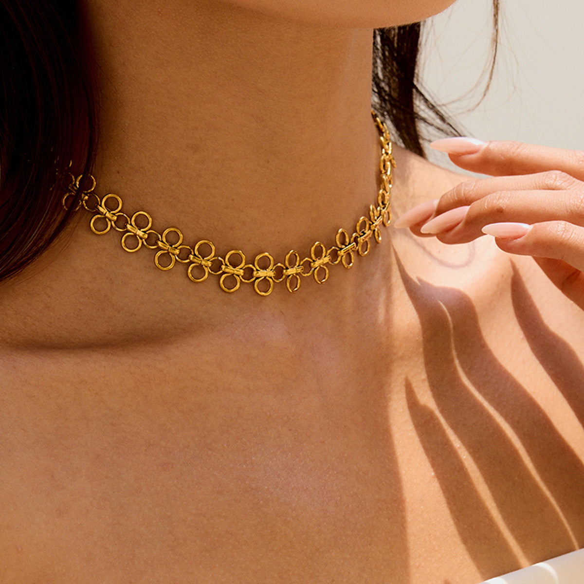 Tarnish-Free Titanium Steel Chain with Clover Detai