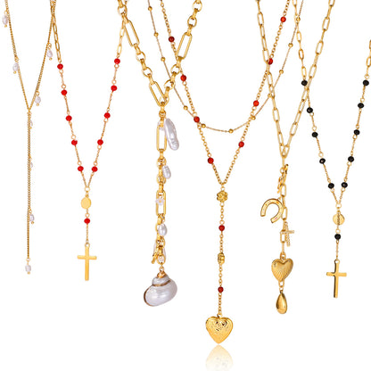 Sleek Titanium Steel Cross Necklace – Versatile Layer Piece