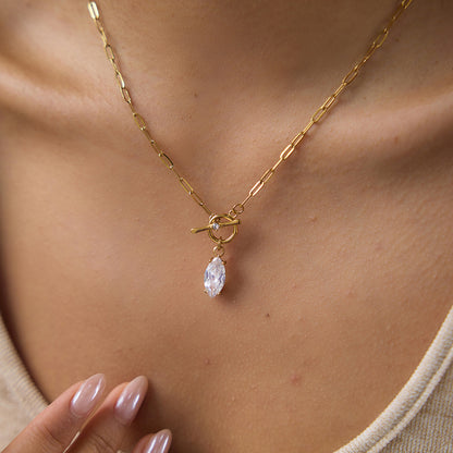 Sleek Titanium Steel Chain with Sparkling Zircon – Delicate & Modern
