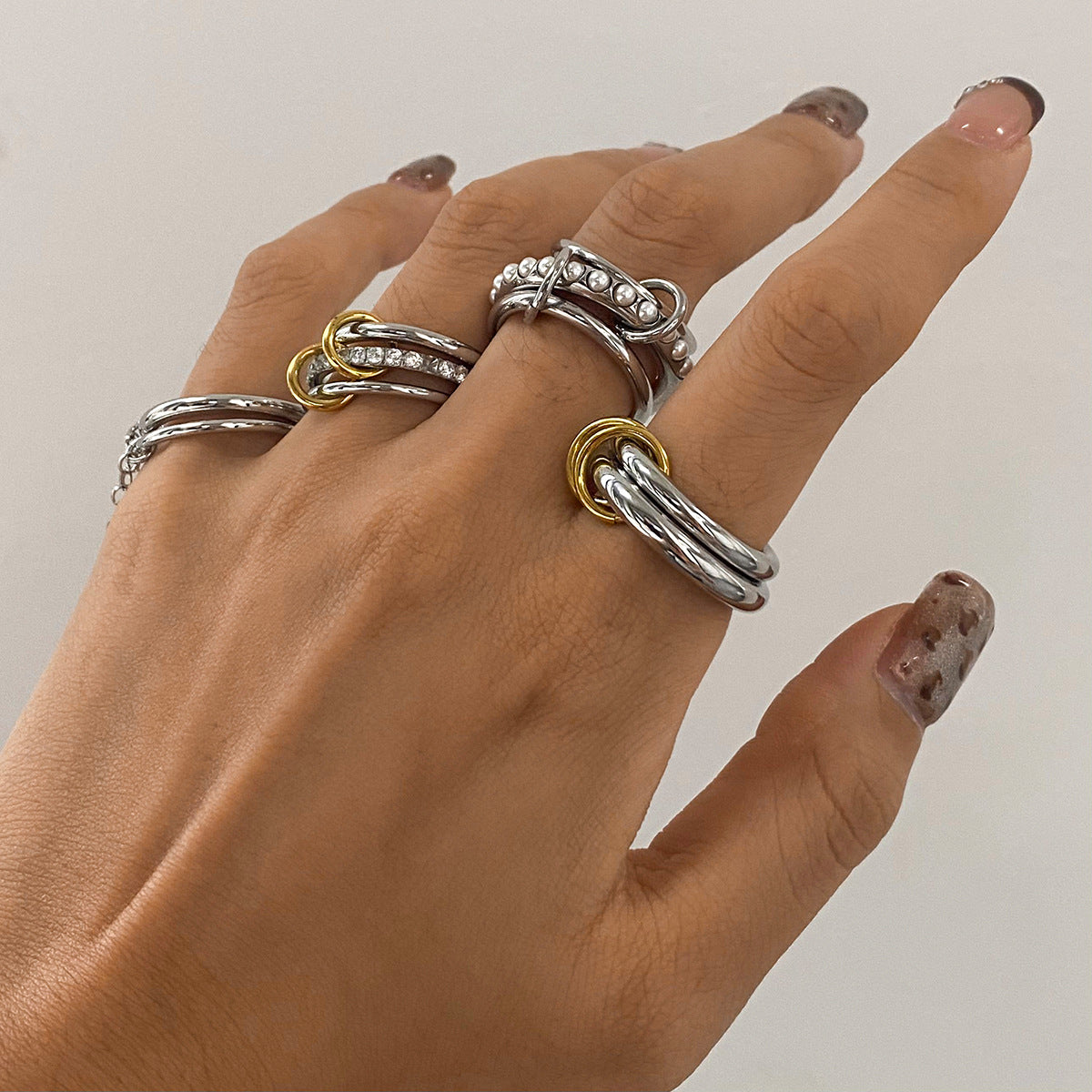 Layered Pearl Ring & Bracelet Set – Titanium Steel · Waterproof · Tarnish-Free