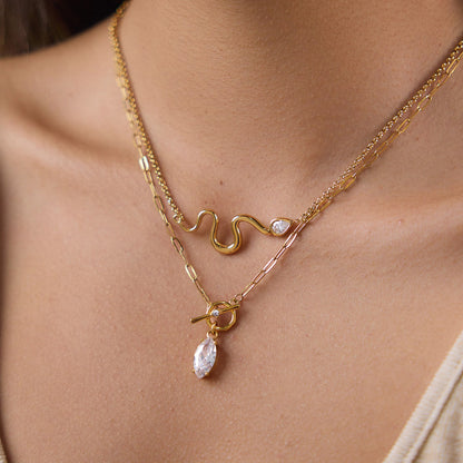 Sleek Titanium Steel Chain with Sparkling Zircon – Delicate & Modern