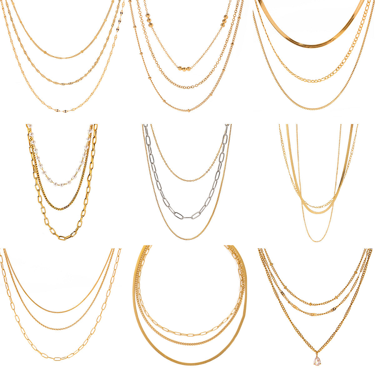 3-Layer Titanium Steel Choker Set – Stacked Luxury