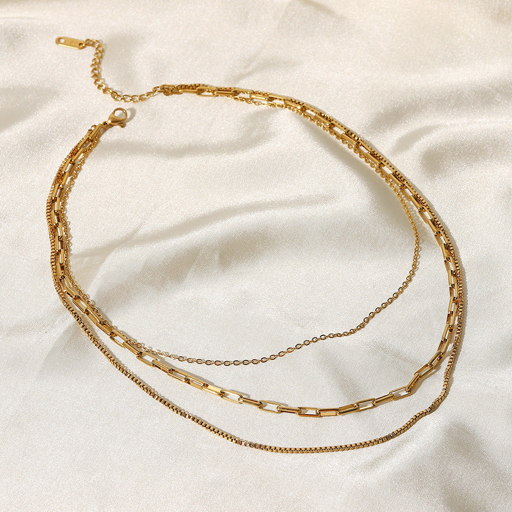 Titanium Steel Box Chain with Paperclip Detail – Tarnish-Free