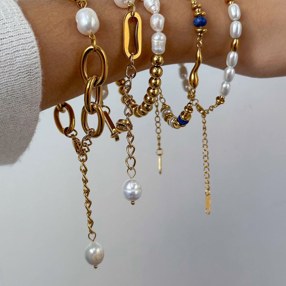 Tarnish-Free Stainless Steel Beaded Bracelet with Pearl