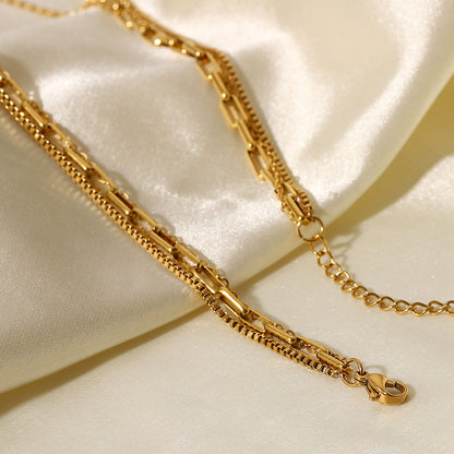 Titanium Steel Box Chain with Paperclip Detail – Tarnish-Free