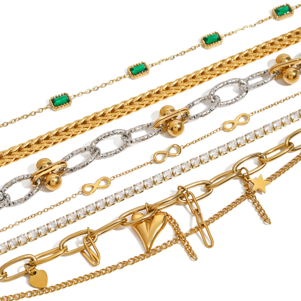 Stainless Steel Zircon & Pearl Chain Bracelet – Minimalist Luxury