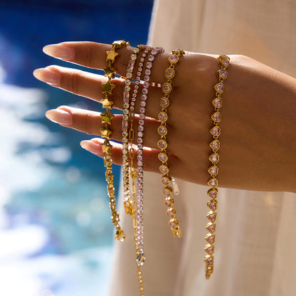 Titanium Steel Heart Zircon Bracelet – Subtle Luxury
