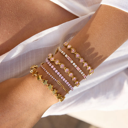 Titanium Steel Heart Zircon Bracelet – Subtle Luxury