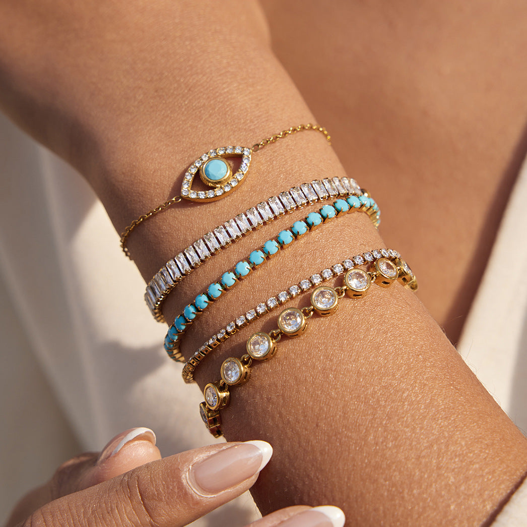 Evil Eye Stainless Steel Zircon Bracelet – Protective & Stylish