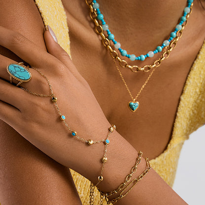 Blue Turquoise Titanium Steel Chain – Everyday Elegance