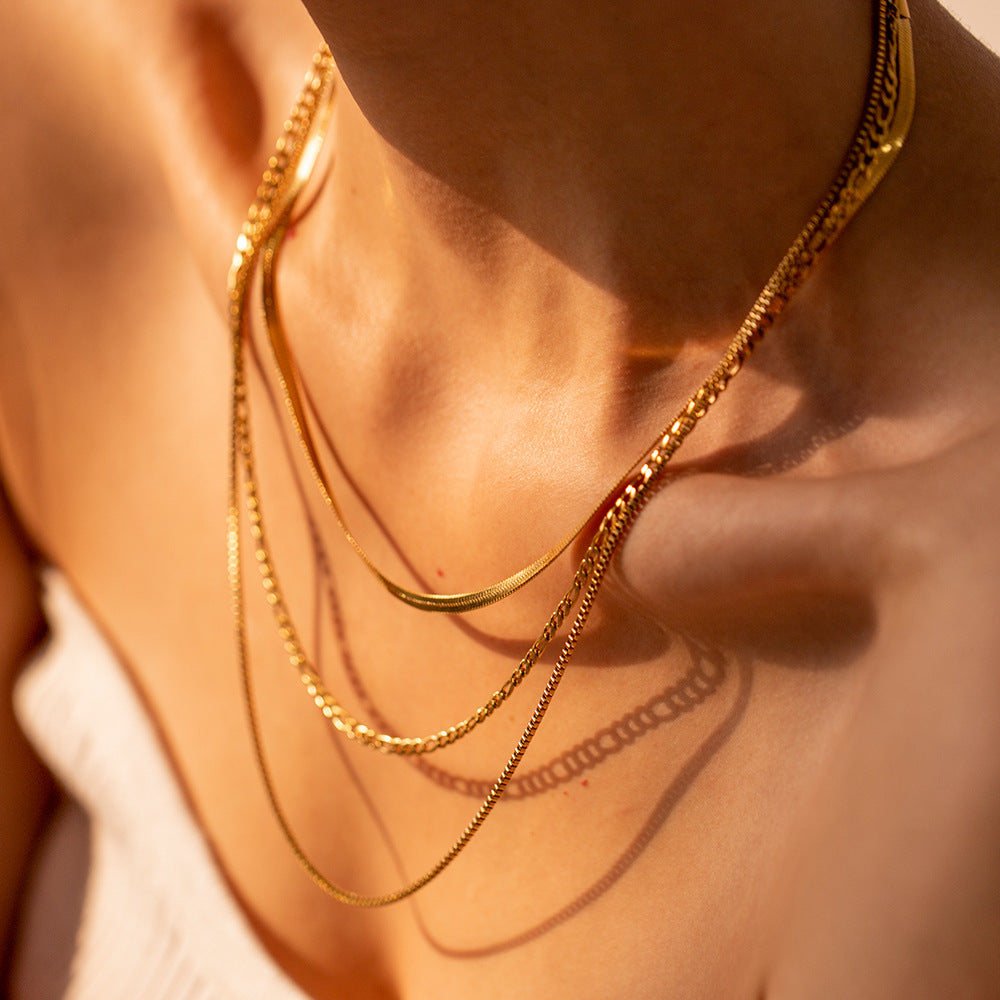 3-Layer Titanium Steel Choker Set – Stacked Luxury
