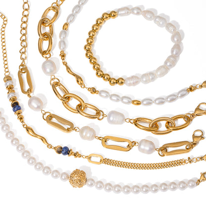 Tarnish-Free Stainless Steel Beaded Bracelet with Pearl