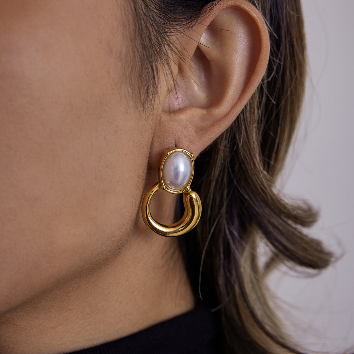 Tarnish-Free Titanium Steel Pearl Studs – Everyday Chic
