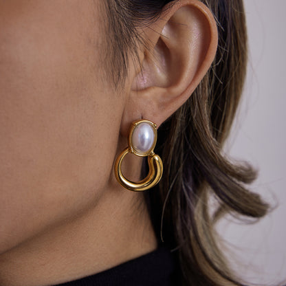 Tarnish-Free Titanium Steel Pearl Studs – Everyday Chic