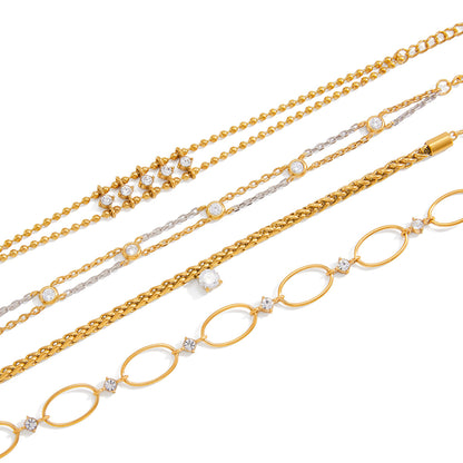 Gold Titanium Steel Heart Zircon Bracelet – Chic & Playful