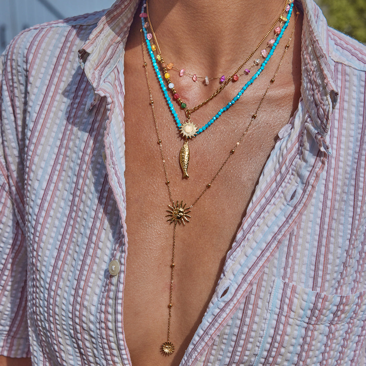 Sleek Titanium Steel Cross Necklace – Versatile Layer Piece