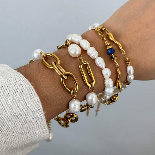 Tarnish-Free Stainless Steel Beaded Bracelet with Pearl