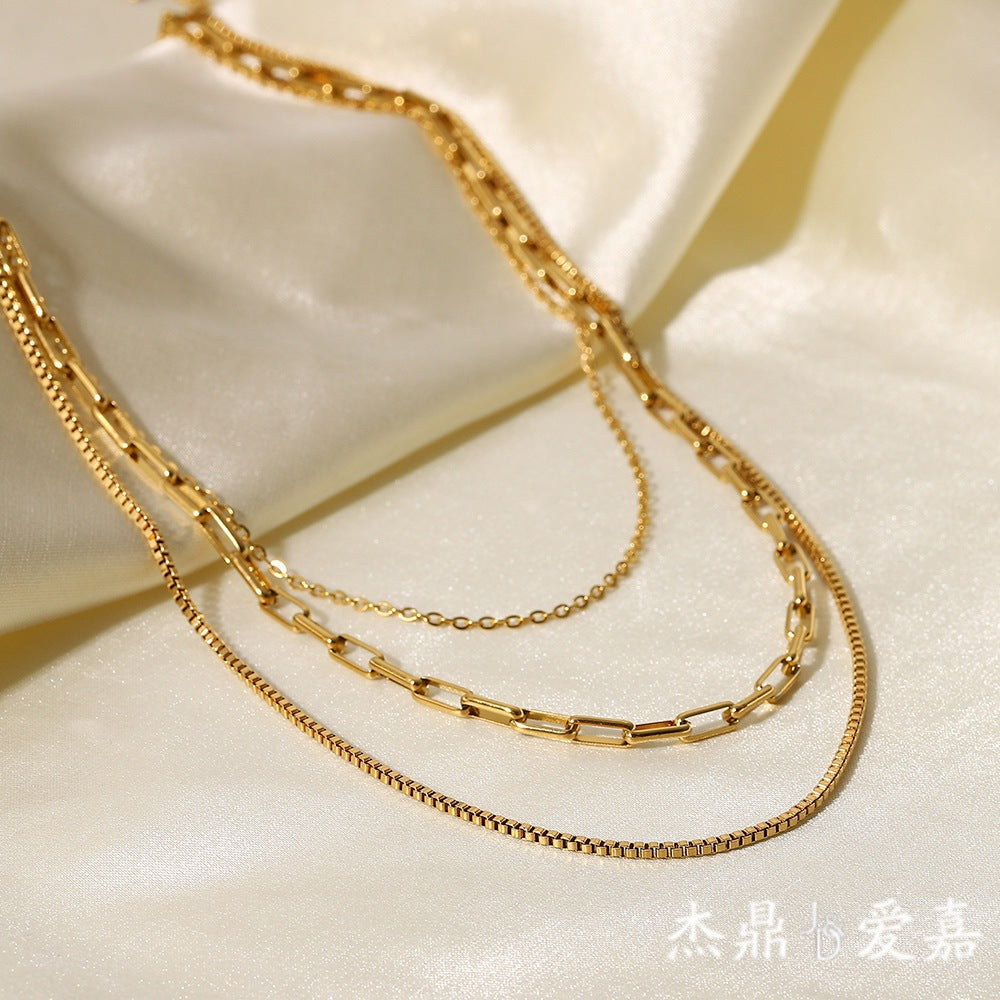 Titanium Steel Box Chain with Paperclip Detail – Tarnish-Free