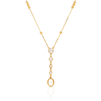 Tarnish-Free Titanium Steel Necklace – Blue Turquoise + Crystal Detail