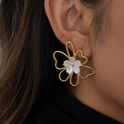 Tarnish-Free Titanium Steel Pearl Studs – Everyday Chic