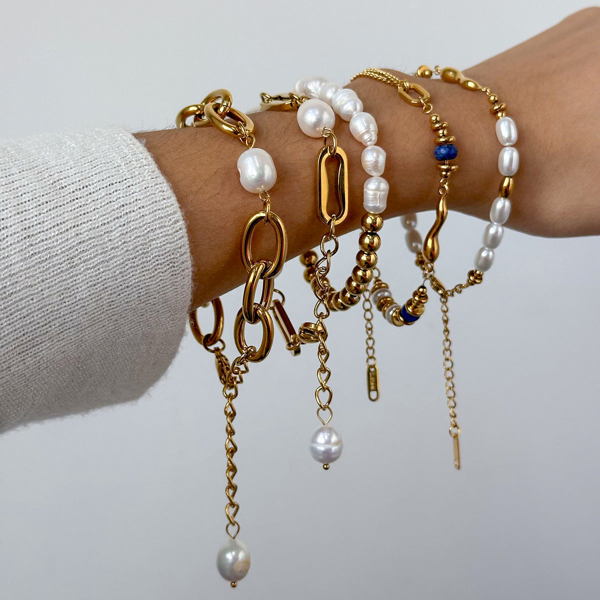Tarnish-Free Stainless Steel Beaded Bracelet with Pearl