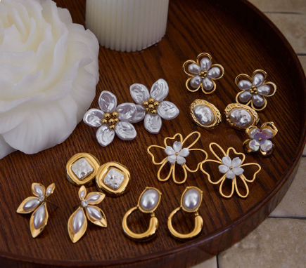 Tarnish-Free Titanium Steel Pearl Studs – Everyday Chic