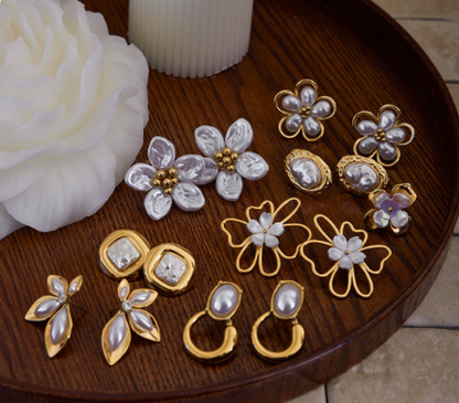 Tarnish-Free Titanium Steel Pearl Studs – Everyday Chic